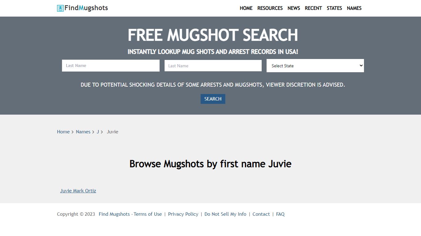Find Mugshots by Name: Juvie